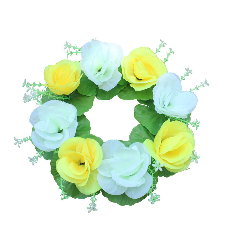 便宜清明节花绢花玫瑰花环扫墓花仿真花祭祀花装饰花公墓摆放花圈