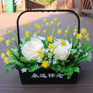 仿真花清明节花菊花扫墓用花绢花盘景祭祖祭祀摆放花上坟墓地假花