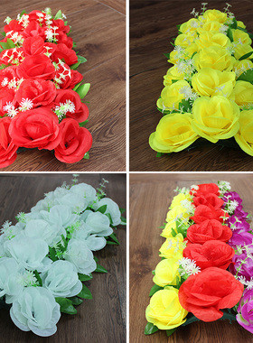 仿真玫瑰花排电子花圈用塑料排花