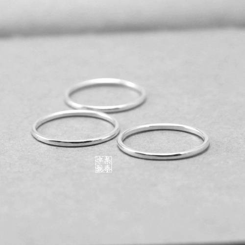 s925纯银1mm极细光面十指女戒指