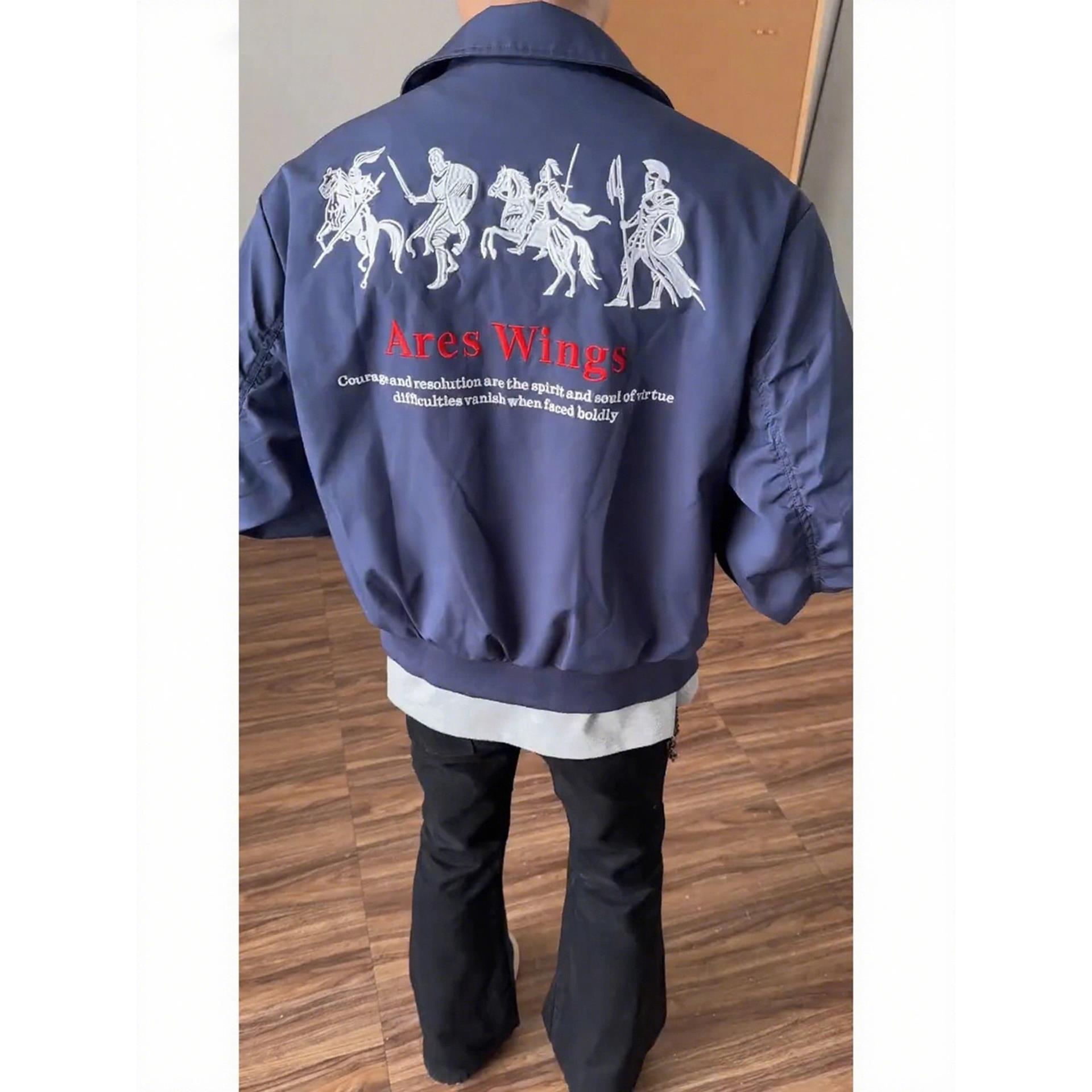 斯巴达战马刺绣棒球服男款秋季