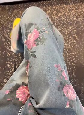 cleanfit满印玫瑰花牛仔裤男款秋冬新款痞帅高级感直筒宽松阔腿裤