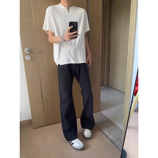 黑色弯刀微喇牛仔裤男款春夏美式高街vibe裤子修身显瘦窄版直筒裤