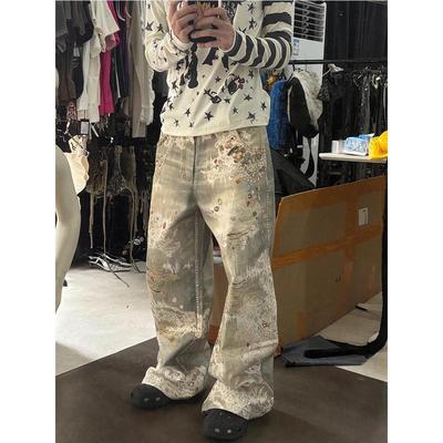 明星同款3D数码打印花纹牛仔裤