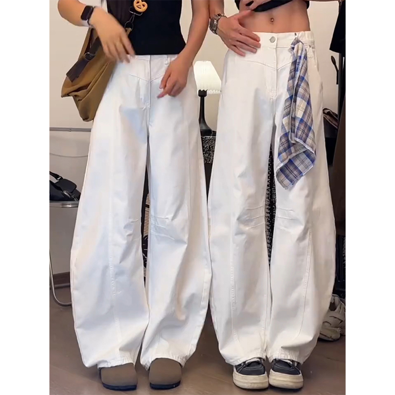 美式复古弯刀休闲裤男夏季垂感宽松阔腿裤baggy版型伐木工装裤子