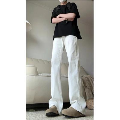 cleanfit白色弯刀牛仔裤男款微喇