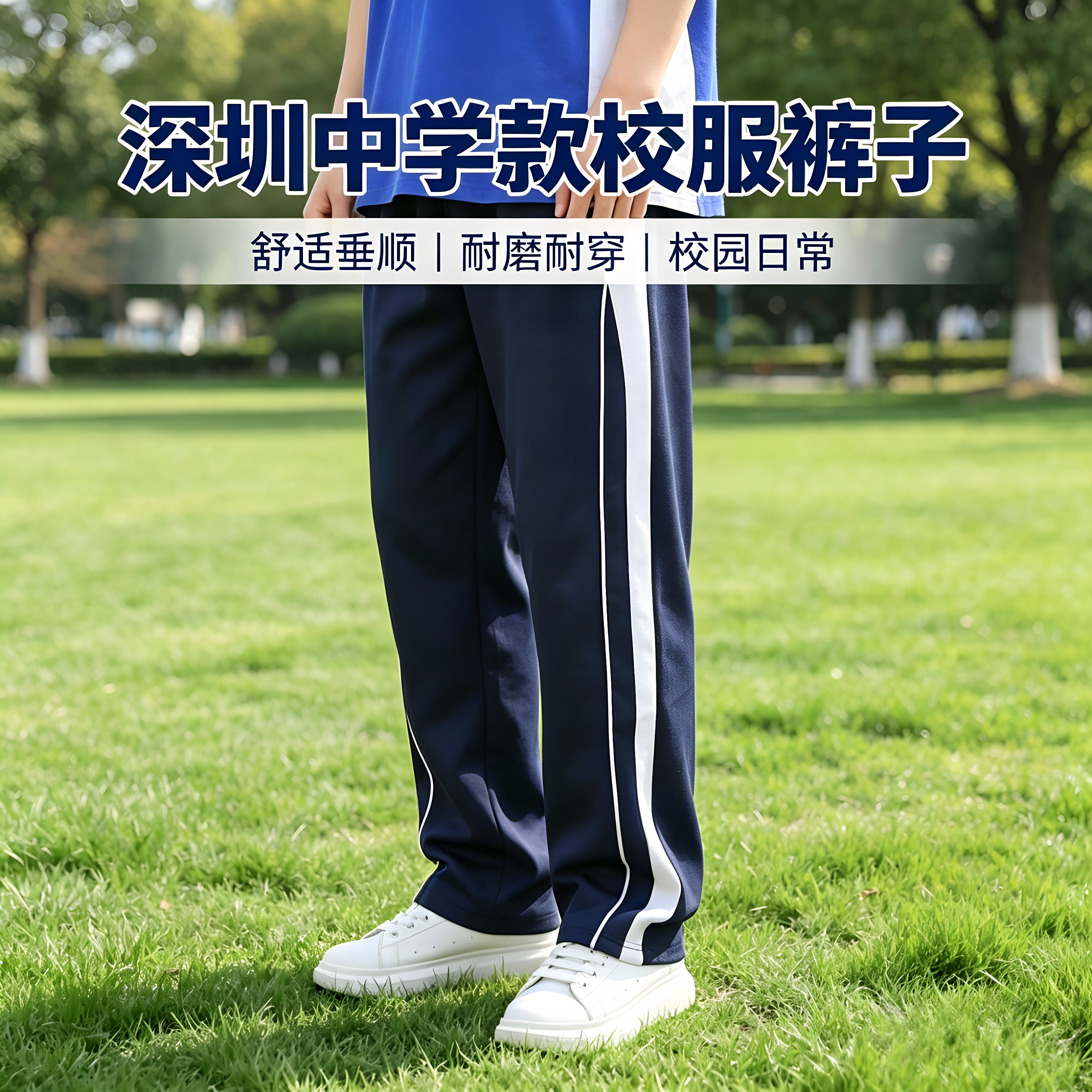 深圳校服裤长裤男女中学初高中初中生春秋运动长裤加绒加厚校裤