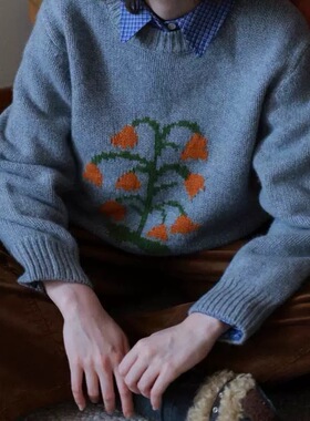 本期重磅！美利奴含毛仿浣熊绒 铃兰提花两色套头针织毛衣