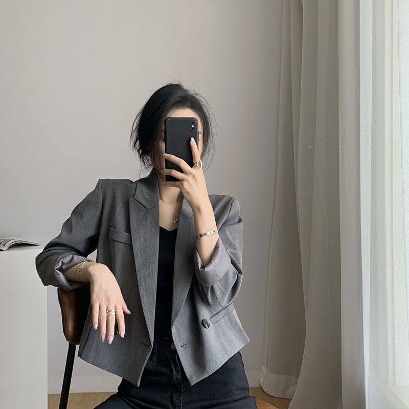 西装外套女短款春秋宽松休闲小个子西服女上衣高级感设计,女装/女士精品,西装,淘宝优惠券,粉丝福利购,淘宝优惠卷