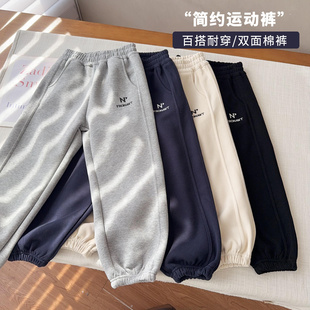 男童长裤 深秋厚保暖卫裤 中大童N字母运动裤 潮 磨毛厚实运动裤