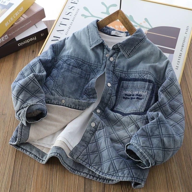 【重工精沙洗棉外套】中大童厚实保暖压线牛仔服保暖复古怀旧棉服
