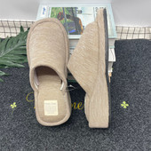 日系纯色5厘米厚底坡跟拖鞋 女夏季 低反弹中跟露趾室内家用男防滑