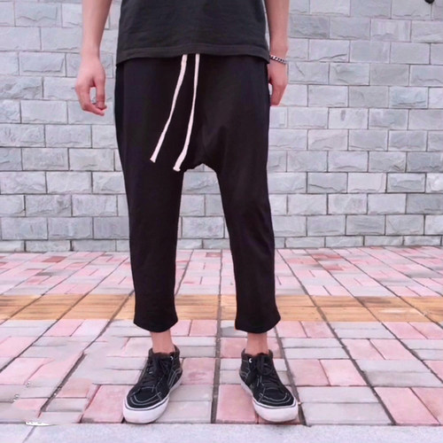 高街暗黑风格微吊裆坠感九分裤