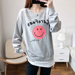 秋冬喂奶卫衣中长款 哺乳上衣长袖 孕妇宽松大码 辣妈春秋装 外出时尚