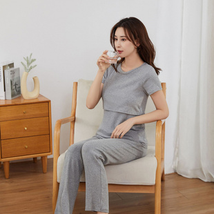 家居月子服可拆卸胸垫哺乳装 孕妇装 免文胸休闲大码