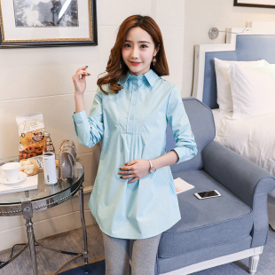 2022秋季 翻领孕妇衬衫 新款 时尚 百搭孕妇上衣 韩版 孕妇装