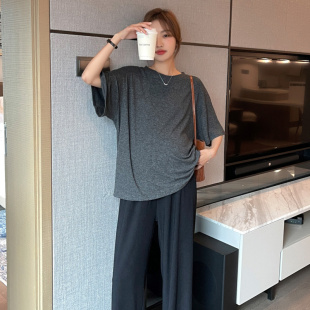 遮肚不显怀短袖 夏季 宽松大码 孕妇装 T恤清凉透气潮妈圆领上衣 新款