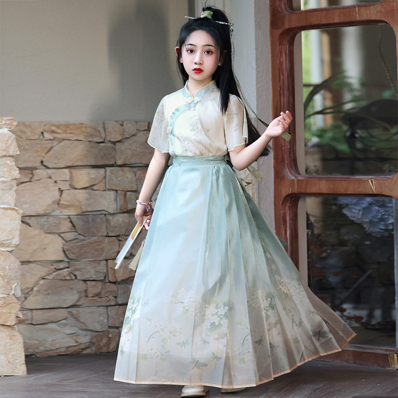 马面裙女童汉服套装夏季古装2026新款儿童国风唐装女孩夏款连衣裙