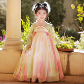 连衣裙女孩国风唐装 儿童春秋古装 古风公主裙2026新款 汉服女童春装