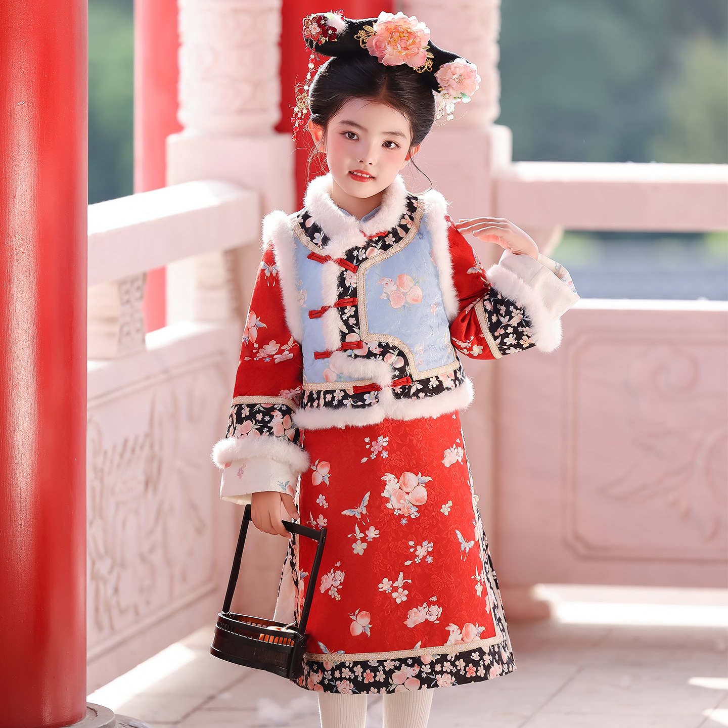 格格服女童汉服冬季清朝加厚唐装