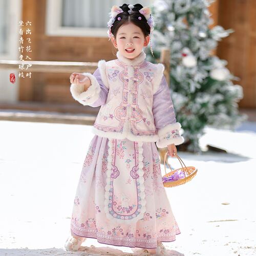汉服女童冬款加厚国风马面裙套装