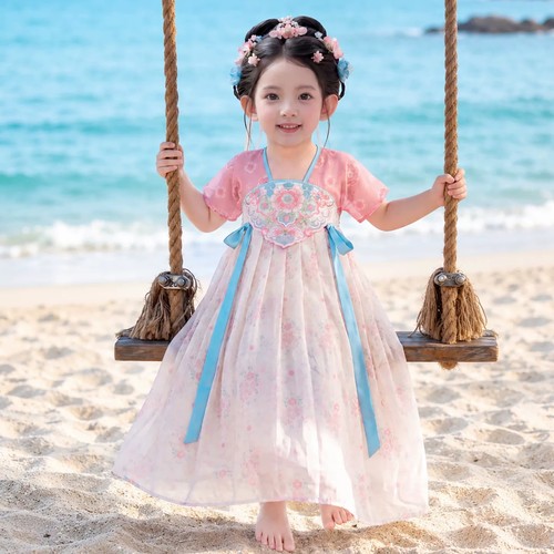 女童汉服夏季超仙薄款古装连衣裙