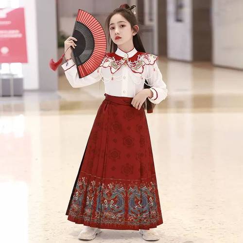女童春秋马面裙中国风汉服连衣裙