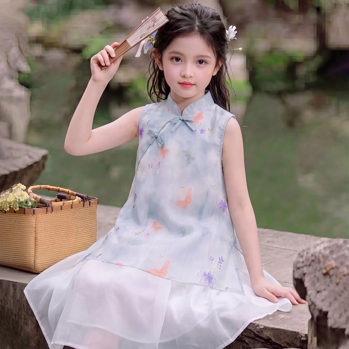女童旗袍夏季新中式无袖连衣裙