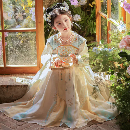 女童汉服春秋唐装超仙古风连衣裙