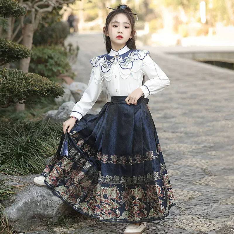 汉服女童马面裙套装春装2026新款女孩古风唐装春秋儿童新中式古装