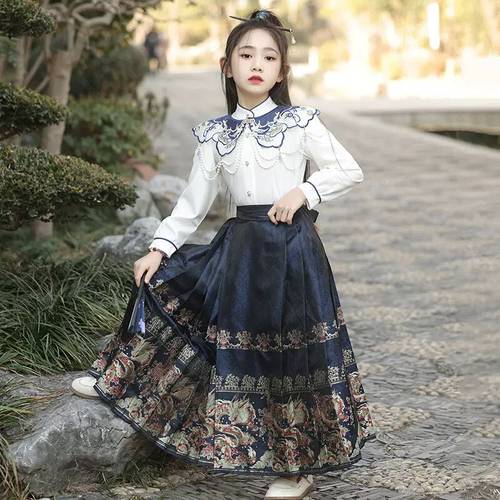 汉服女童马面裙套装春秋古风唐装