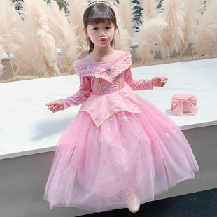 女童连衣裙春装2026新款儿童睡美人公主裙女孩长袖爱洛公主礼服裙