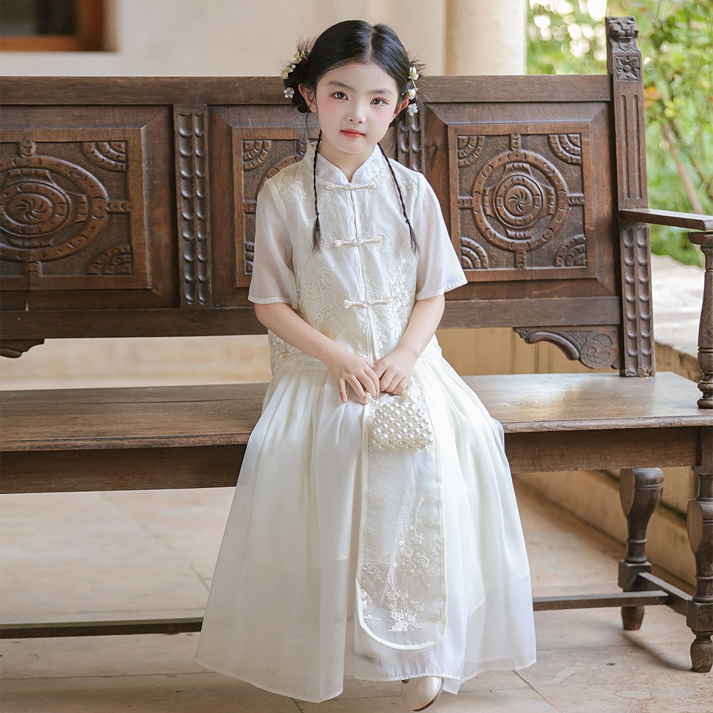 女童汉服夏季套装新中式旗袍套装