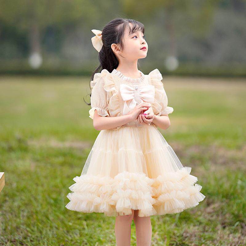 女童连衣裙夏装短袖网纱蓬蓬裙