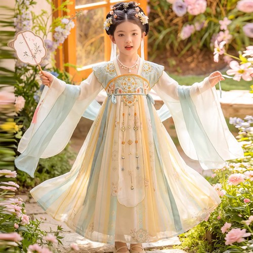 汉服女童秋季超仙唐装国风连衣裙