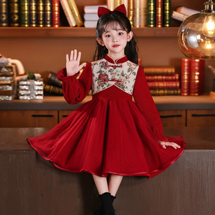 女童旗袍连衣裙秋冬装2025新款儿童新中式公主裙女孩国风秋季裙子