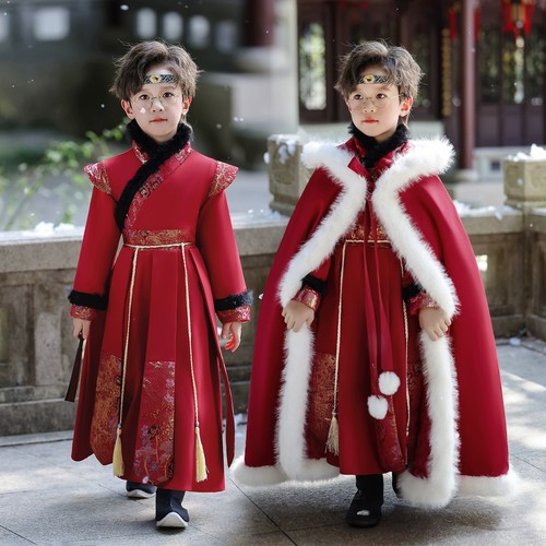 男童汉服加绒加厚冬装喜庆过年服