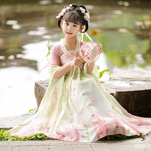 女童汉服夏季短袖超仙古风连衣裙