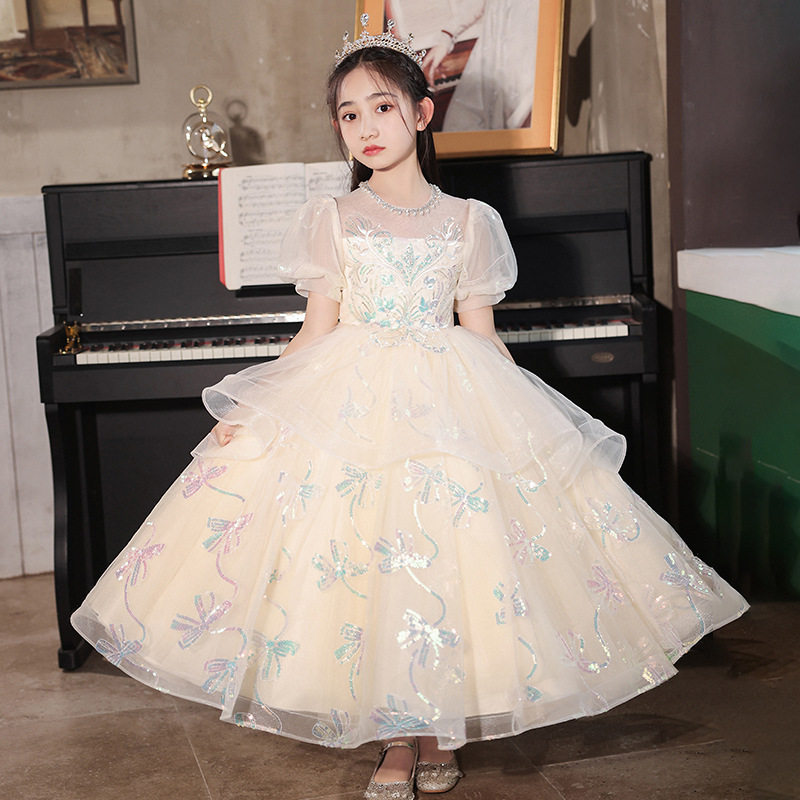 女童礼服轻奢小众高端公主裙儿童主持人花童蓬蓬裙钢琴演奏演出服
