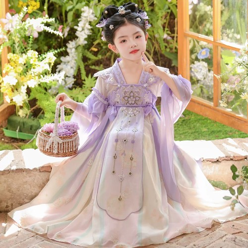 女童汉服夏季超仙刺绣古装连衣裙