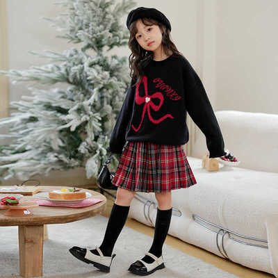 女童毛衣套装秋冬款半身裙两件套