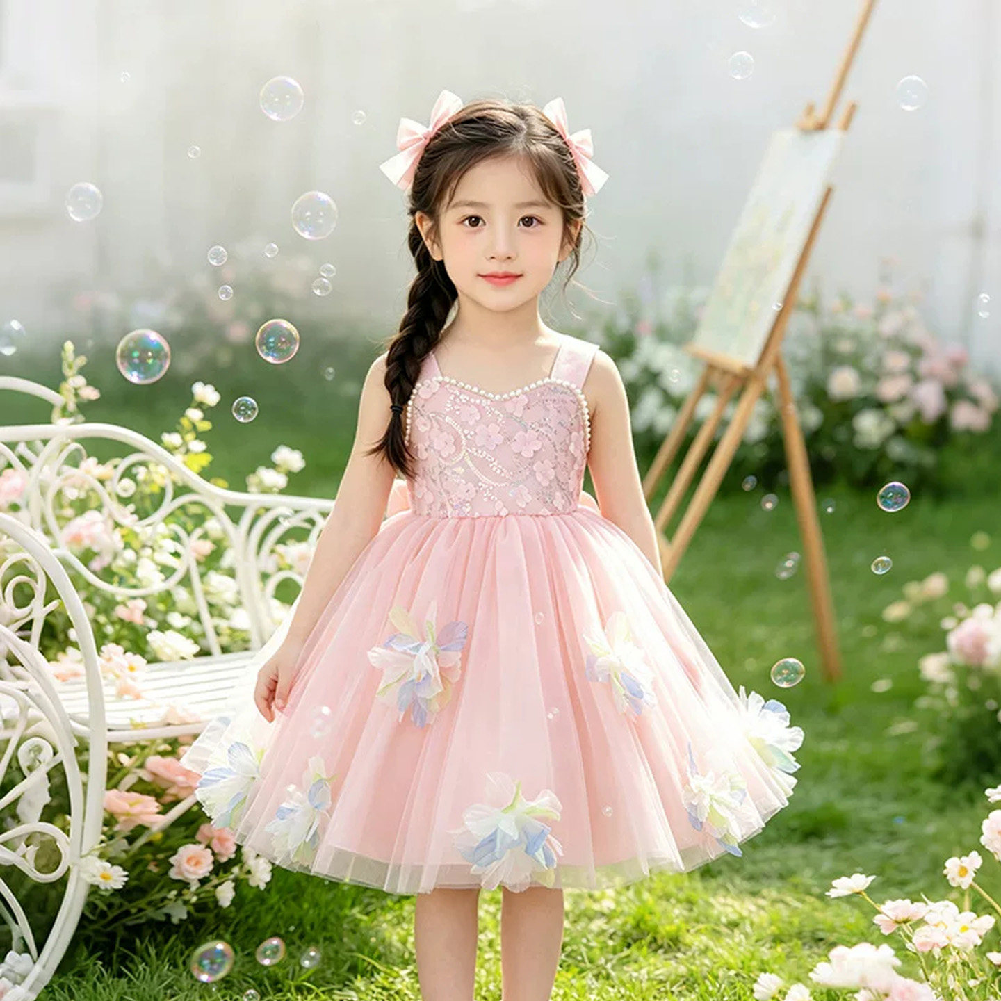 女童生日礼服无袖吊带公主蓬蓬裙