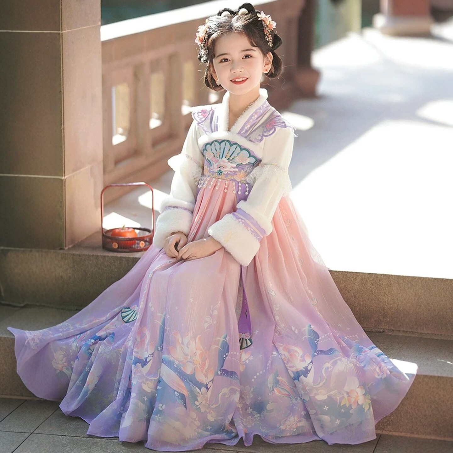 汉服女童秋冬加绒儿童古装拜年服