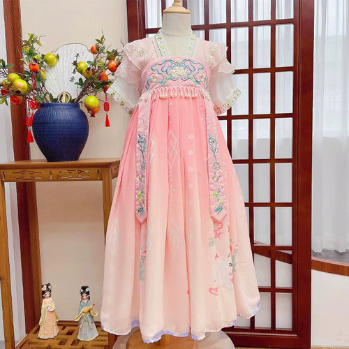 女童汉服夏季短袖古装连衣裙夏款