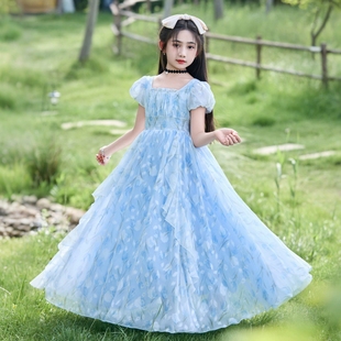 女童连衣裙夏季2026新款儿童洋气公主裙女孩碎花裙海边度假沙滩裙