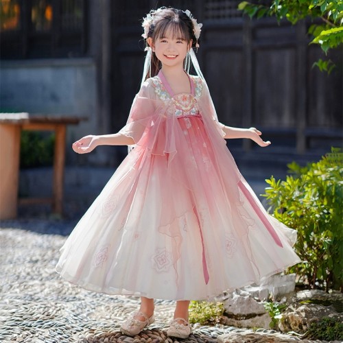 女童汉服夏款短袖中国风连衣裙