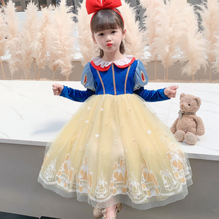 女童白雪公主裙春装2026新款儿童冰雪奇缘爱莎生日礼服春季连衣裙