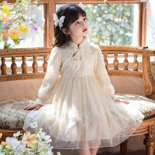 女童连衣裙春装2026新款儿童新中式公主裙春秋长袖女孩国风旗袍裙