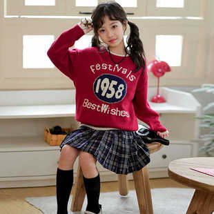 女童卫衣春款2026新款中大童女孩秋冬季加厚毛衣洋气休闲上衣套装