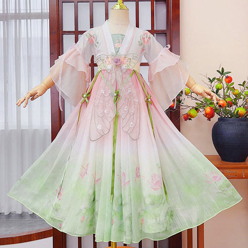 薄款夏季女童短袖汉服古装连衣裙